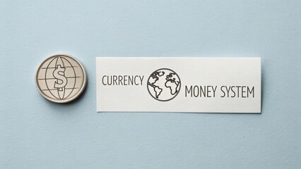 Minimalist currency coin label representing the money system
