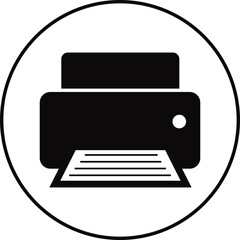 Printer icon , print device vector modern flat and line outline printer symbols for office, technology, documents, and paper printing, black and white circle button icons pack