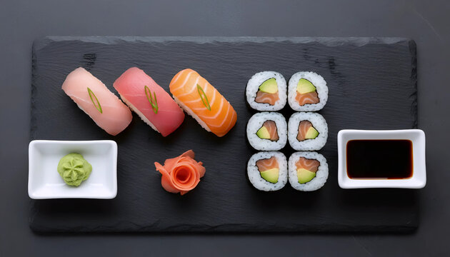 Sushi Platter Art | Nigiri & Maki Arrangement | Japanese Cuisine & Minimalist Styling

