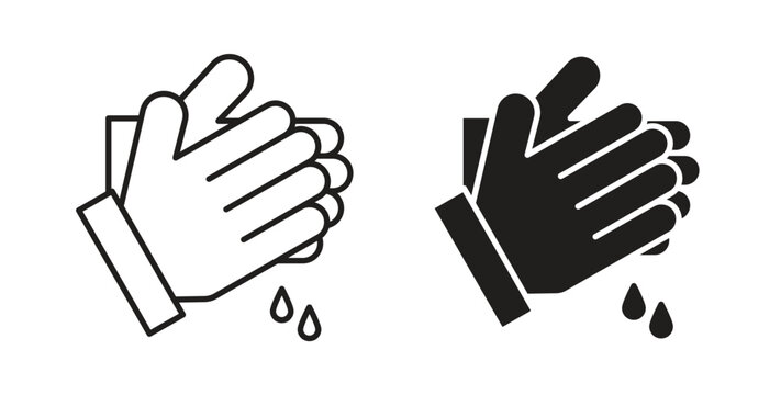 Handwashing icon line and filled style suitable for web and mobile application