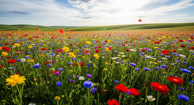 field of red poppies