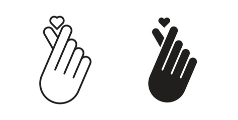 Fototapeta premium korean heart icon line and filled style suitable for web and mobile application