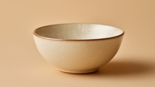 Isolated empty ceramic bowl on a beige background