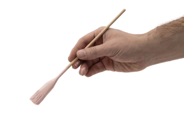 hand holding painting brush  . Isolated on transparent background, png