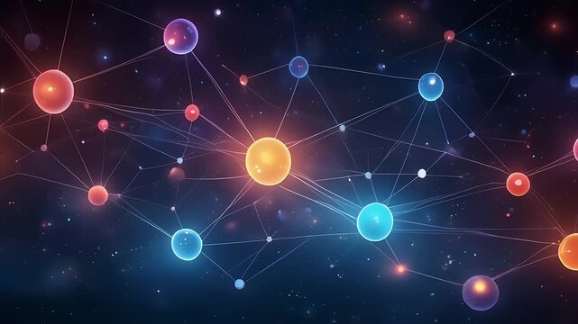 Abstract Digital Network with Glowing Orbs