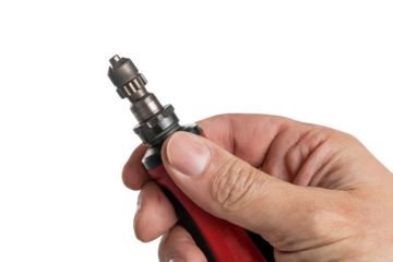 hand holding a precision screwdriver tool . Isolated on transparent background, png