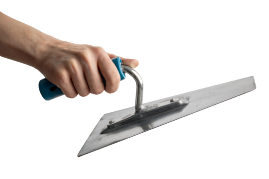 hand holding a trowel. Isolated on transparent background, png