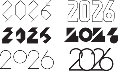  A set of 2026 typography vector logo vector art and illustration