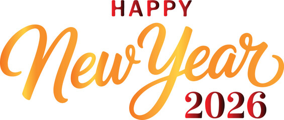 Happy new year 2026 typography calligraphy vector art and illustration.