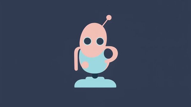 Minimalist Pastel Robot Character Illustration