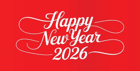 Happy new year 2026  typography vector art and illustration.
