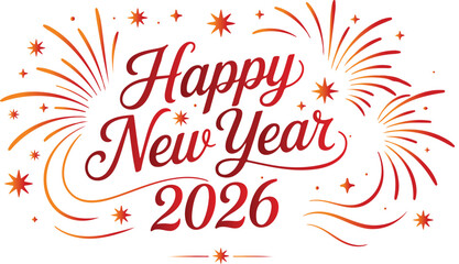 Happy new year 2026 typography calligraphy vector art and illustration.