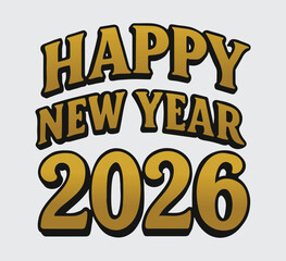 Happy new year 2026  typography vector art and illustration.