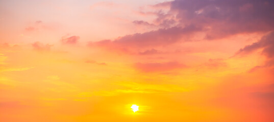 Fototapeta premium Sky sunset evening sunrise cloud weather dramatic landscape goldent and indigo color gradient pastel horizon, twilight yellow golden reflection morning nature environment energy ecosystem change