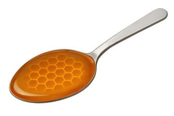 Honey in a spoon with a subtle honeycomb pattern, symbolizing natural sweetness, health, and organic food ingredients