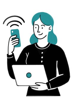 en un entorno moderno

Ilustraci&oacute;n de mujer multitarea conectada a internet mientras trabaja con computadora port&aacute;til y tel&eacute;fono inteligente