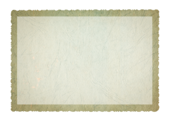 Vintage scalloped edge photo paper frame on transparent background. Aged and yellowed retro photo.	