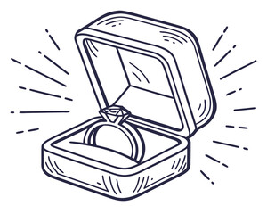 Diamond engagement ring in a box