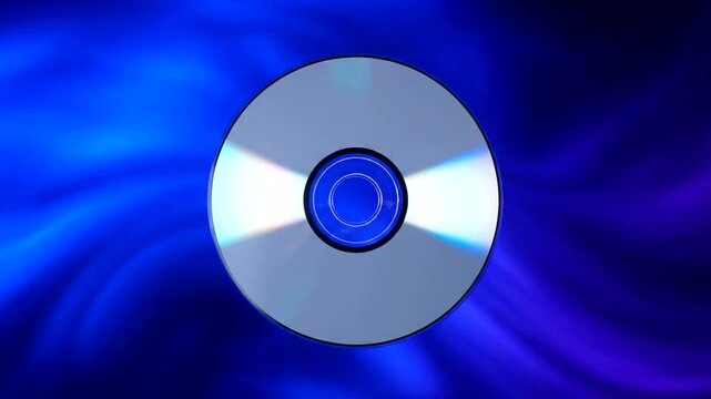 Abstract video featuring shiny compact discs against a swirling blue backdrop, perfect for