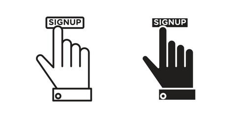 Sign up icon line and filled style suitable for web and mobile application