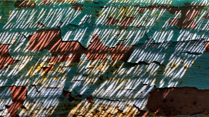 Textured Surface with Paint Layers and Shadows from Grated Light