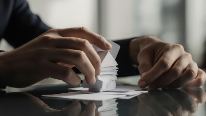 Close-up of hands holding a small house model, symbolizing real estate and home ownership.