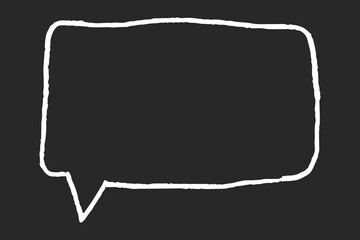 Chalk pencil speech bubble with simple crayon borders. Text box chalkboard, space for writing. Hand drawn doodle cloud.