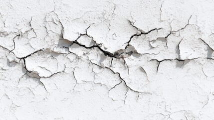 Obraz premium A close-up of a cracked white surface, showcasing intricate fissures and texture, indicating wear and potential structural issues.