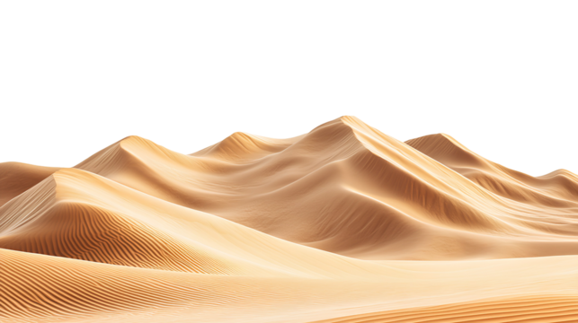 Abstract Sand Dunes Desert Landscape Isolated on Transparent Background Digital Render Illustration
