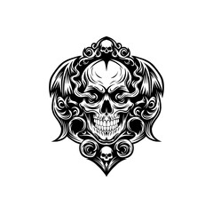 lion illustration logo with ornaments