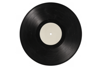 Vinyl record presenting classic music and audio, representing vintage sound, retro culture, and analog playback, transparent background
