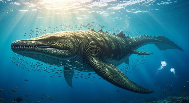 Epic Mosasaurus Illustration - Ancient Predator of the Deep Ocean.