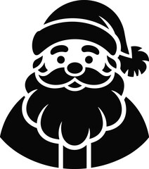 Santa, Claus, face, beard, mustache, hat, holiday, Christmas, festive, silhouette, cartoon, icon, vector, illustration, CAD, drawing, flat, design, template, ornament