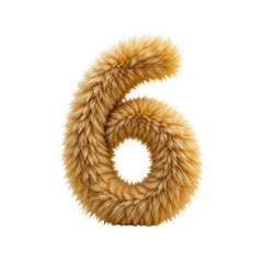 Golden yellow furry number six design for festive new year celebration and decoration