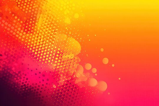 Abstract orange and pink gradient background with dot pattern and soft bokeh circles, modern and vibrant