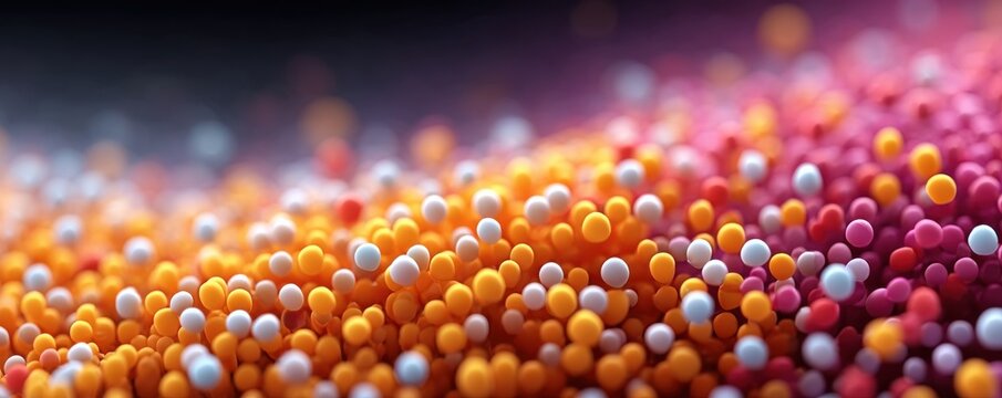 Vibrant colorful micro beads create an abstract bokeh background with warm and cool tones - Powered by Adobe