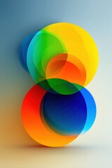 Obraz premium Abstract color circles overlap in a vibrant gradient artwork with modern geometric design