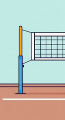 Volleyball Net and Court Line Minimalist Illustration.