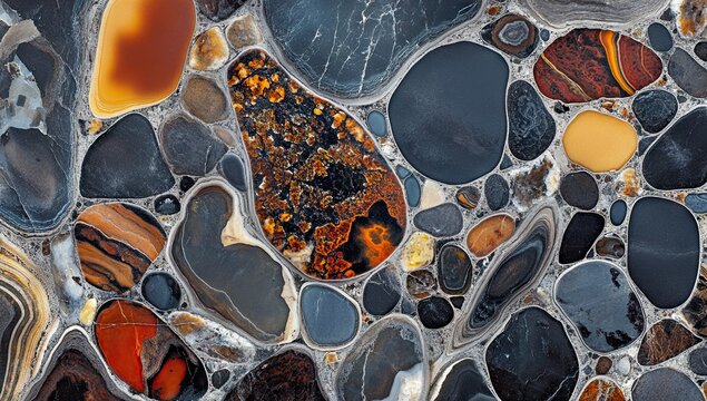 A background of smooth, colorful pebbles and rocks - Powered by Adobe