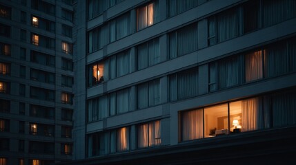 light coming from a house window with copy space