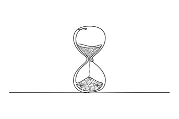 Timeless Timekeeper A Single Line Art Sand Timer Illustration for Elegant Time Management Concepts