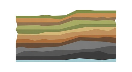 Stratified Earth Layers - A Colorful Geological Cross-Section Illustration.