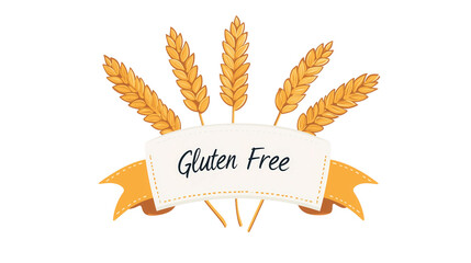 Obraz premium Gluten Free wheat label with ribbon and stalks