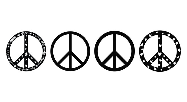 Four peace symbol variations - Powered by Adobe