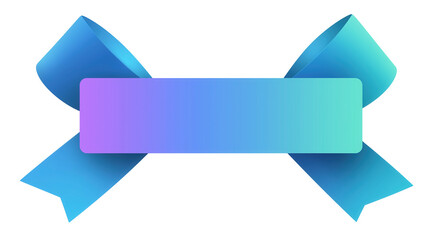 Gradient ribbon banner with crossed blue ribbons