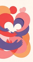 Abstract illustration of two figures embracing, symbolizing love and connection.