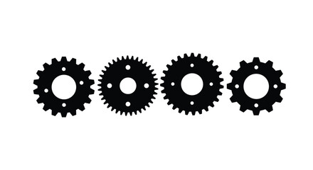 Silhouette of four different gears