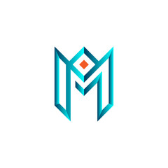 initial letter PM monogram logo unique