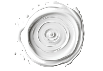 Milk paint cream yogurt or cosmetic product white spiral swirl isolated on transparent background