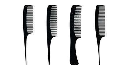 Set of four black comb silhouettes for design